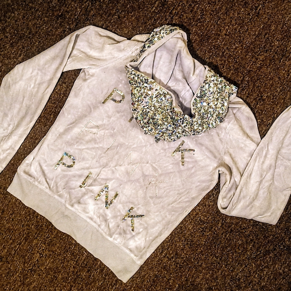 2013 Rare Vintage VS PINK Velour Full Zip Sequin Lilac FASHION SHOW Hoodie NWOT